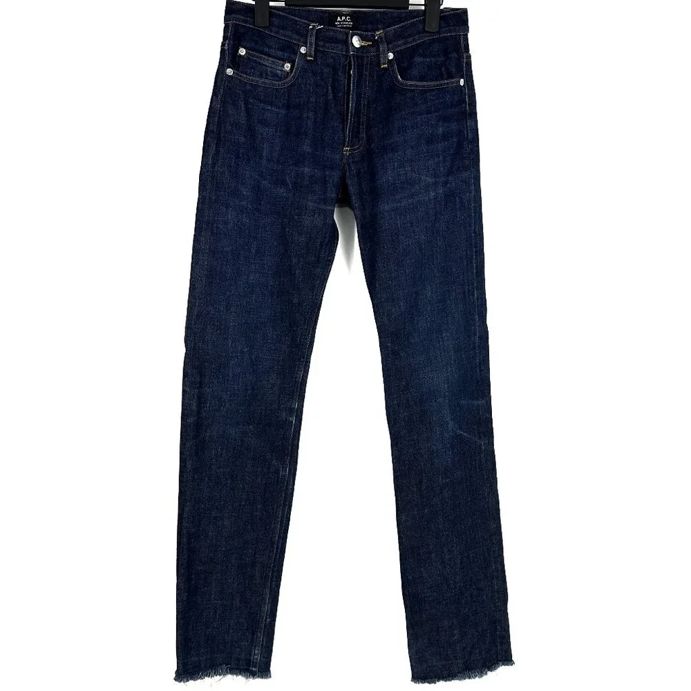 A.P.C. Petit New Standard Straight Leg Cotton Mid Rise Dark Indigo Wash Jeans 29